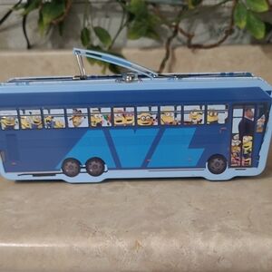 Minions-Themed Blue Toy Bus Tin Case